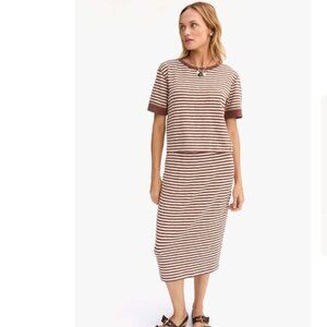 Clare V. Le Bateau Tee and Le Tube Skirt brown and cream stripe SET